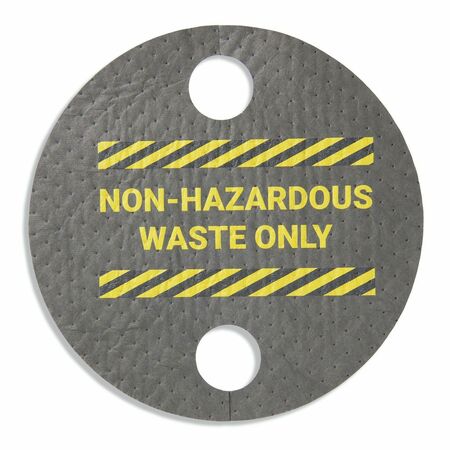 PIG Absorbent Barrel Top Safety Message Mat w Poly Backing Non-Hazardous Waste, 25PK SGN1209